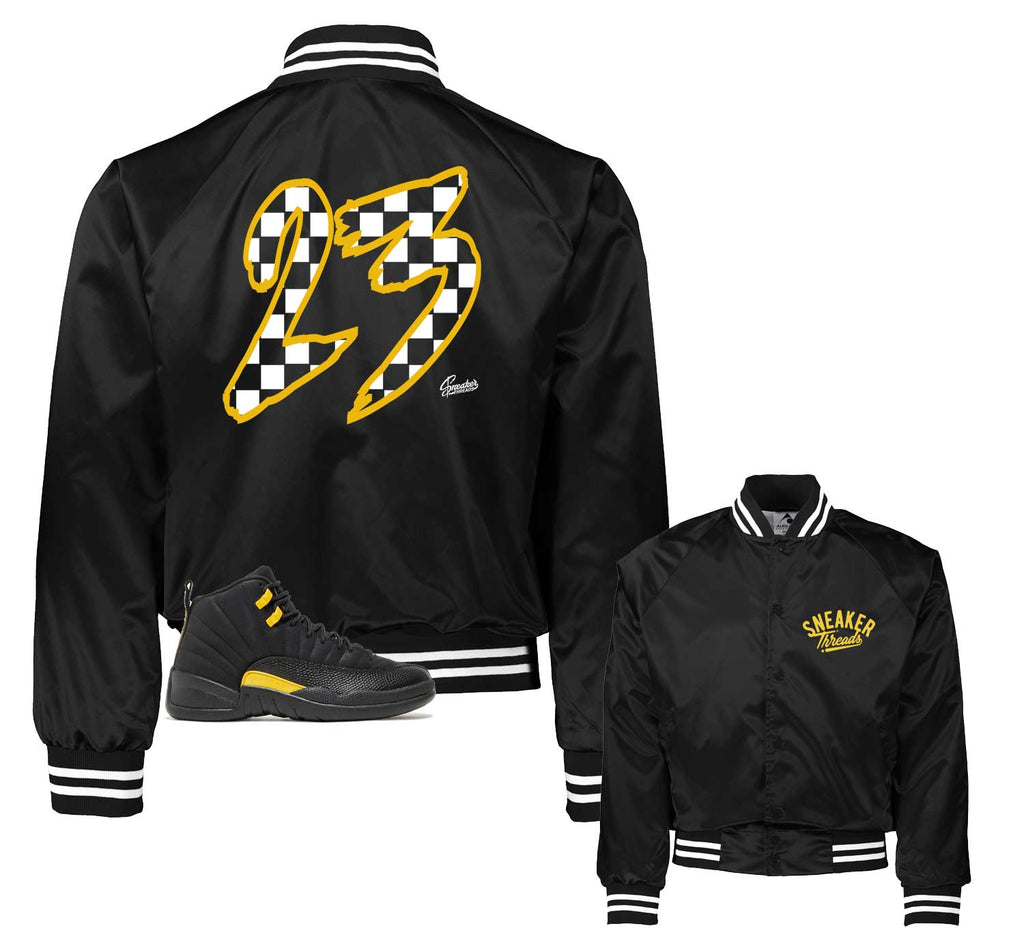 Retro 12 Black Taxi Checkered Satin Jacket