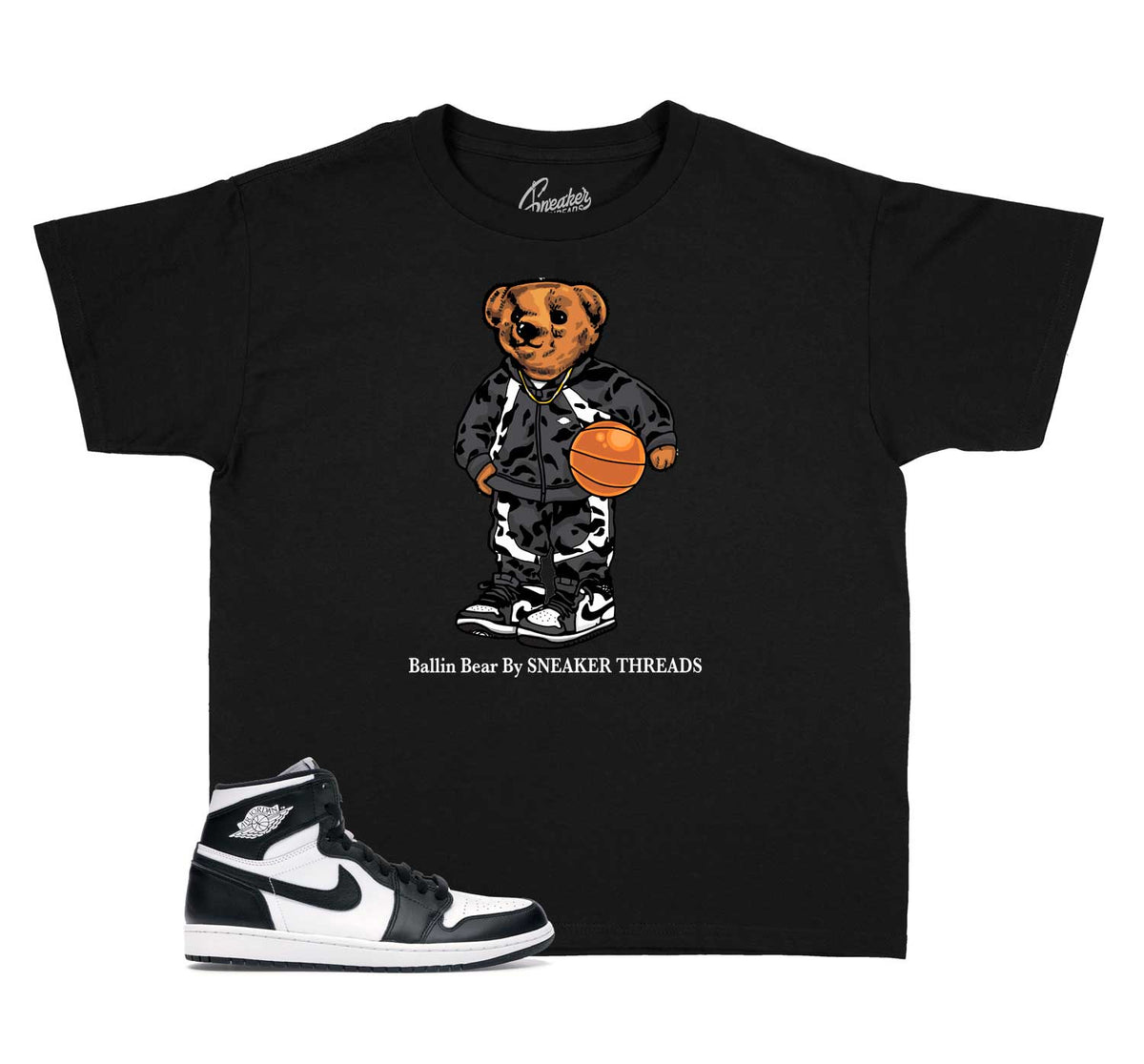 Kids - Black White 1 Ballin Bear Shirt