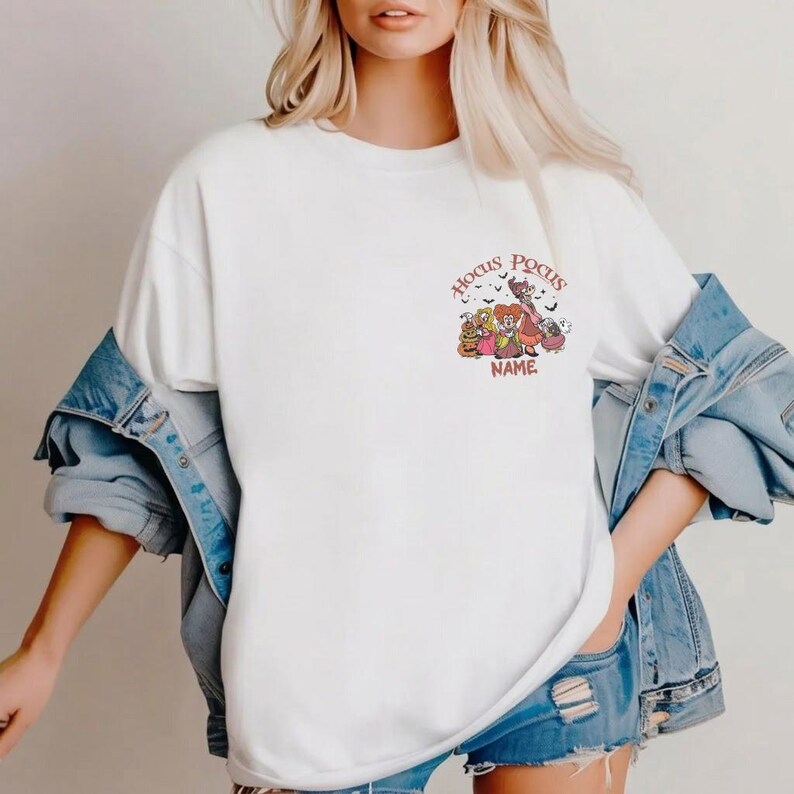 2-sided Disney Hocus Pocus Halloween shirt, Disney Minnie Daisy Clarabelle Cow Sanderson Sisters Magic Kingdom Spooky Trip Shirt