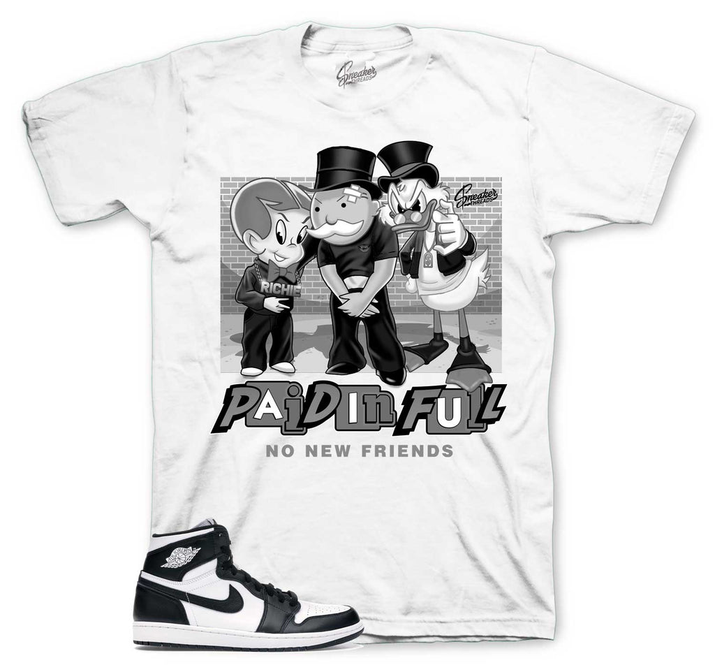 Retro 1 Black White No New Friends Shirt