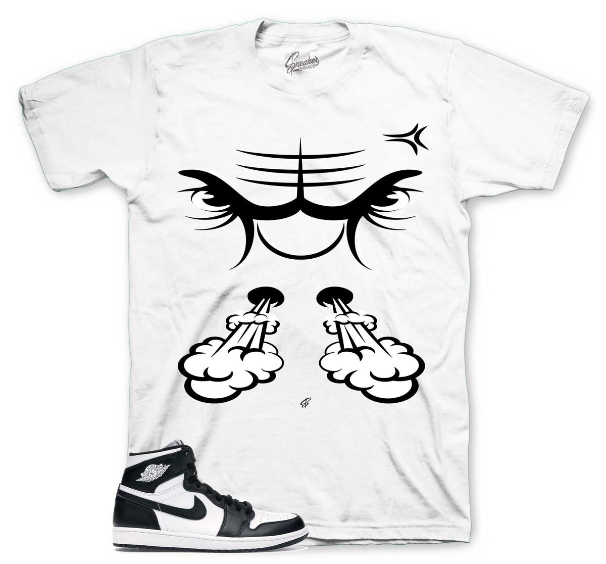 Retro 1 Black White Raging Face Shirt