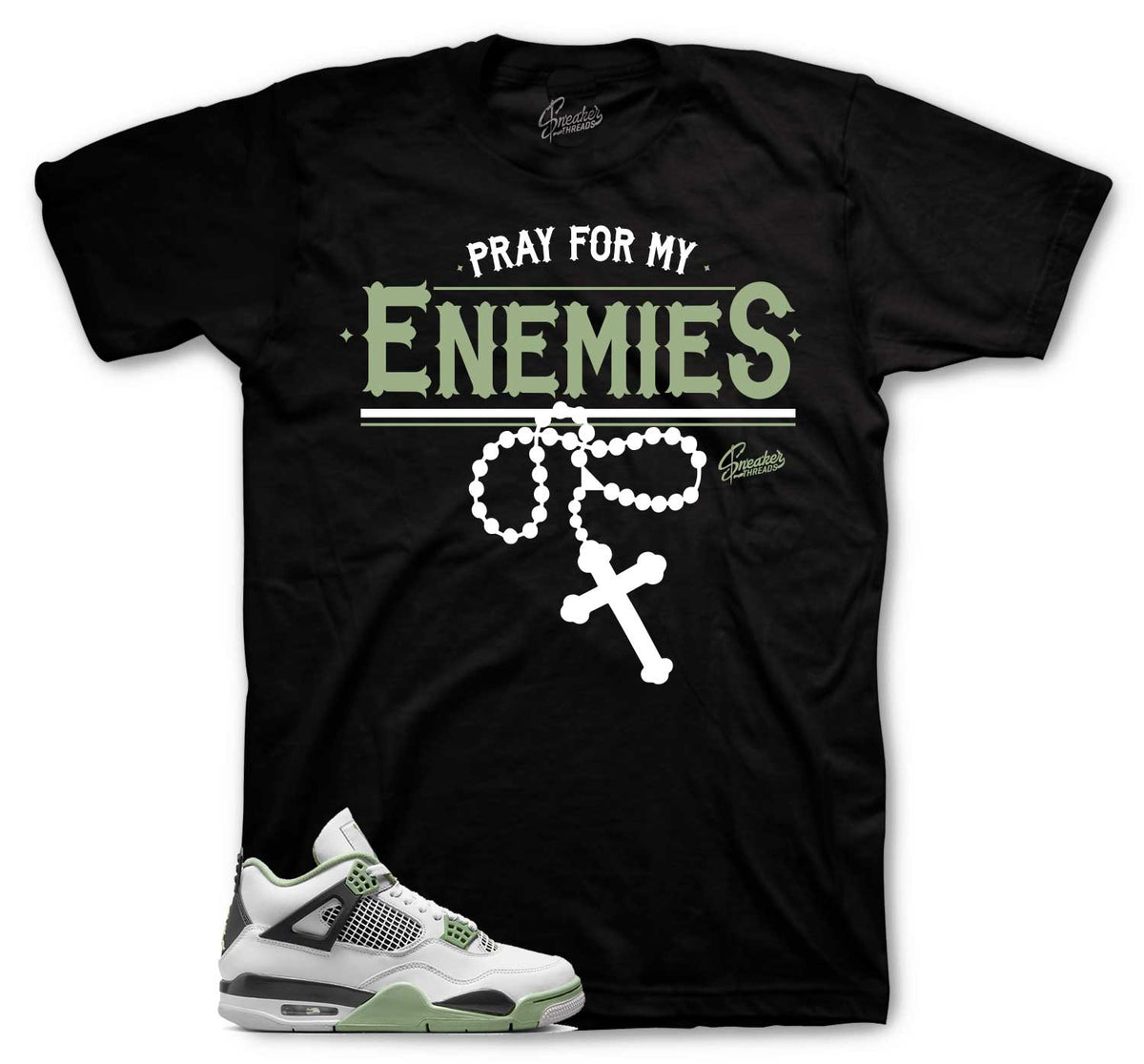 Retro 4 Oil Green Seafoam Enemies Shirt