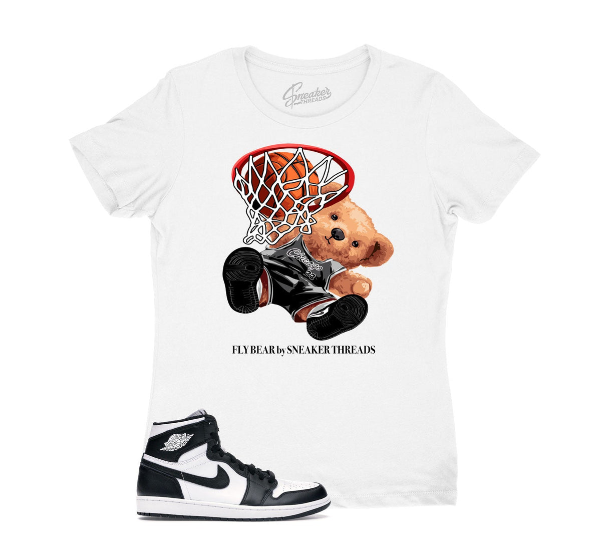 Womens - Black White 1 Fly Bear Shirt